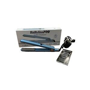 BaBylissPRO Nano Titanium 1” Digital Flat Iron Hair Straightener Blue BNT4095TUC